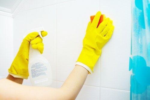 Local E3 cleaning team preparing a spotless living room
