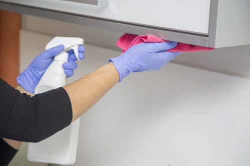 Commercial office cleaners in E3 caring for washrooms and shared spaces